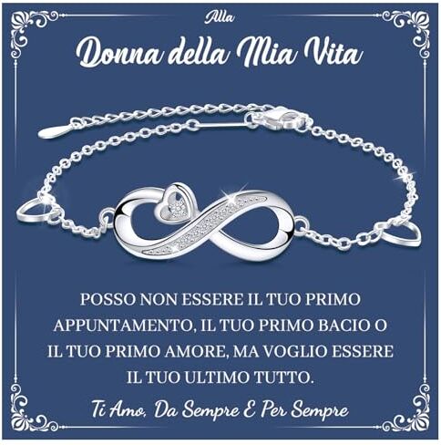 CheersLife Bracciale Donna Argento 925 Braccialetto Infinito Bracciali Cuore Donna Gioielli Regalo Natale Compleanno San Valentino per Lei Moglie Fidanzata Ragazza Compagna Donna Regali Creativi