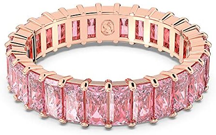 Matrix Anello Cocktail, con CristalliSwarovski a Taglio Baguette, Placcato in Tonalità Oro Rosa, Taglia 52, Rosa