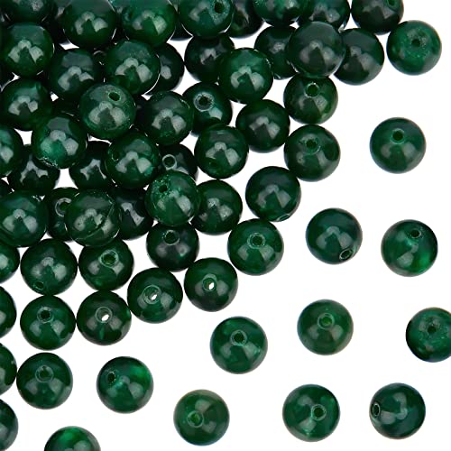 OLYCRAFT Circa 96Pcs 8mm Perla di Giada Verde Naturale Pietra preziosa Perline Perline Perline Rotonde Distanziale Naturale Malesia Giada Perla Di Cristallo Verde Scuro Per Bracciale Collana Gioielli