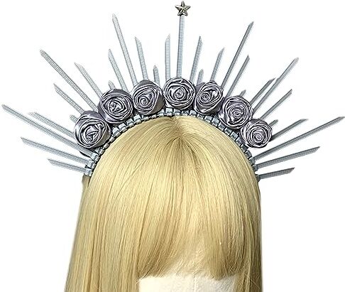 Generic Oyrcvweuy Cerchietto gotico Copricapo da principessa Spettacolo di ballo di fine anno Puntelli per capelli a spillo Diademi vintage Cerchio per capelli per donne divinità