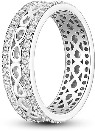 NARMO 925 Anello in Argento Sterling per le Donne Twisted Infinity Cubic Zirconia Anello Band Stackable Anelli Dimensione 11.5