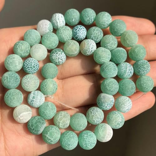 ZEYRU Perline di pietra naturale opaca smalto opaco rosa diaspro zebrato agate giade perline minerali per creazione di gioielli braccialetto fai da te 15''-agata verde smerigliata-6mm 61 pezzi perline