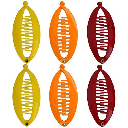 Motique Accessories , Set di 6 Mini Banana Clips Rosso Arancione Giallo