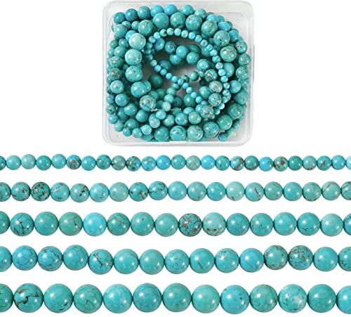 BB Beadthoven Beadthoven Perline in turchese con 5 fili, 4 mm, 6 mm, 8 mm, 10 mm, per collane, bracciali, gioielli