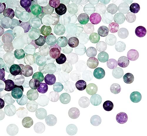 OLYCRAFT 200 pz Circa Perline di Fluorite Naturale 4mm Colorato Rotondo Perline di Fluorite Rotonda Allentato Pietre Preziose Perline Pietra Energia per Collana Del Braccialetto Monili Che Fanno