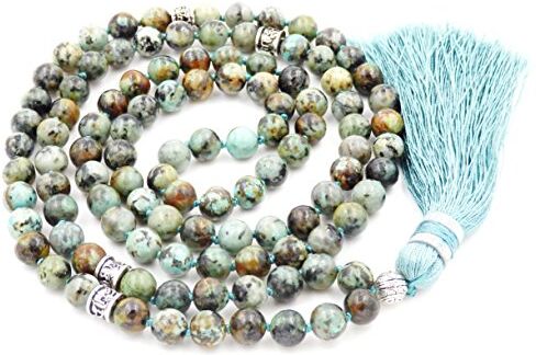 Generic 108 Mala Tibetano Collana per Donne Uomo, Mala Bracciale Buddista, Meditazione Mala, African Turquoise Yoga Mala