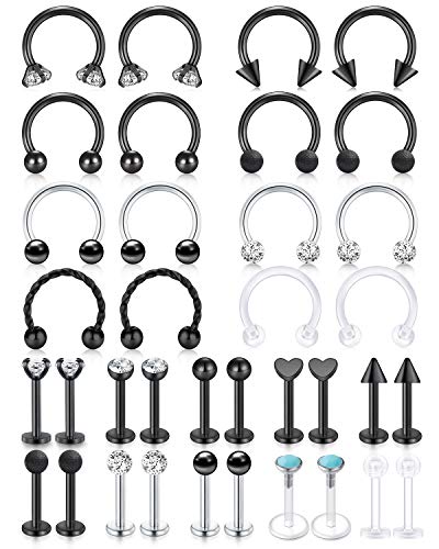 AceFun 16G Piercing Labbro Septum Borchie Naso Cartilagine Helix Trago Anello Orecchino Anelli Labret Stud Piercing Gioielli per Donna Uomo