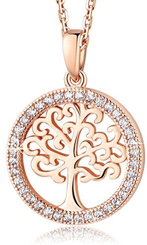 Creative Collana da Donna Albero Della Vita Ciondolo Gioielli in Argento 925 con Cristalli Idee Regalo Donna Originale per Lei Mamma Moglie Fidanzata Compleanno Anniversario