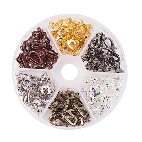 PH PandaHall Circa 96pcs Clip-on orecchino Component per Orecchie Non forate in Ottone Accessori di Orecchini Fai da Te d'oro Argento Bronzo Antico 6 Colori 13x6x7mm