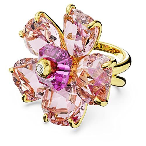 Swarovski Florere Anello Cocktail, con Cristalli e Zirconia , Placcato in Tonalità Oro, Taglia 55, Rosa