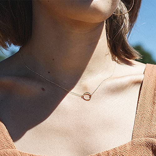 Atentuyi Minuscolo Cerchio Ciondolo Collana Dainty Link Catena Minimalista Oro Vuoto Cerchio Collana Gioielli Per Le Donne E Le Ragazze