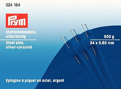 Prym Head Pins, Lega di Acciaio, Silver, 34 x 0,60mm