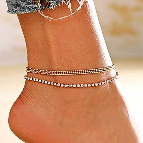 Bohend Boho Cavigliera Bracciale Oro Cristallo Regolabile shell Ciondolo Multistrato Caviglie Bracciali Spiaggia Catene a piedi Gioielli Accessori Per Donne E Ragazze