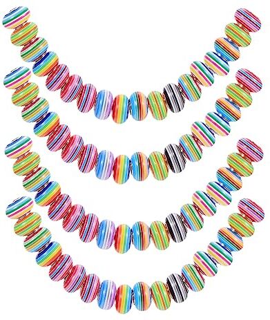 TEHAUX 50 Pezzi Perline sciolte arcobaleno a strisce gioielli di moda per le donne orecchini alla moda pieces beads for jewelry perle rotonde in resina kit di perline Braccialetto tallone