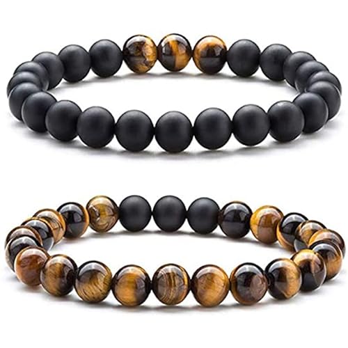 SAIBANGZI Braccialetto di Pietre Preziose Naturali, Sfere 8mm, Pietre Dure Naturali, Pietre Energetiche, Cristalli Curativi, Pietre e Cristalli Chakra Uomo e Donna