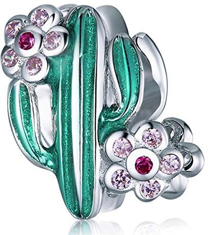 ZaliOan Charm Compatibili con Bracciali，Ciondoli in Argento Sterling 925-Cactus