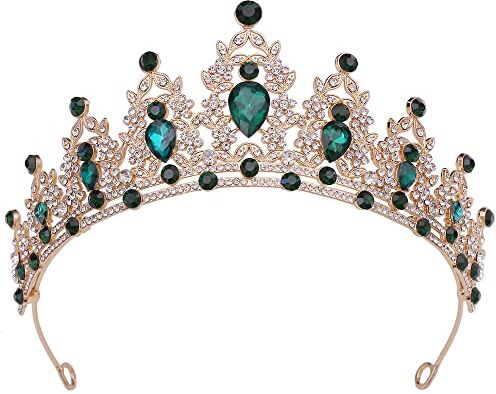 HPMAISON Strass verdi Tiara di cristallo per ragazze Sposa donne Fascia corona principessa Accessori per capelli per la festa di compleanno Pageant Prom Queen Costume Stage Performances