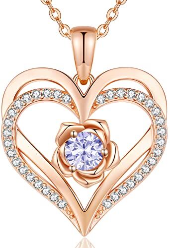 CDE Collana Donna Collana Cuore Argento 925 in Oro Rosa Gioielli Donna 6