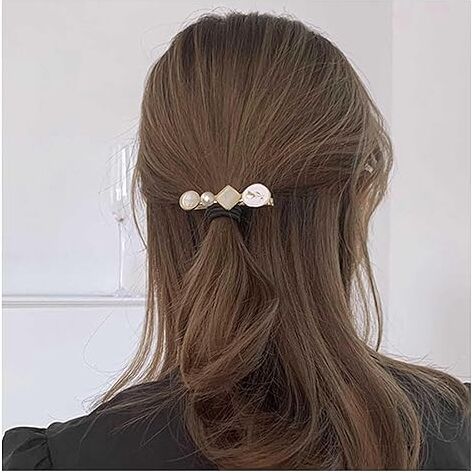 W WEILIRIAN Clip ovale per capelli della perla per donna quadrata pietra preziosa spilli per capelli perla barrette per capelli oro decorativo forcina per capelli vintage barrette da sposa accessori