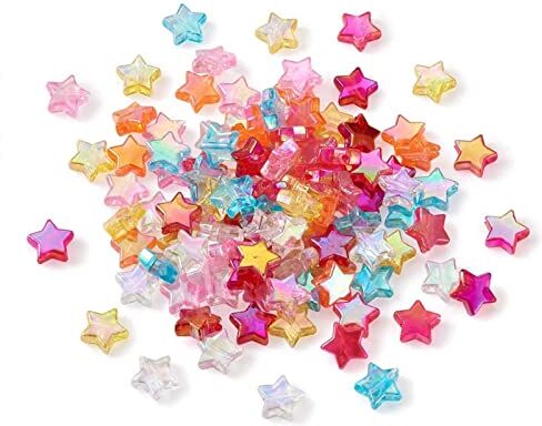 HERZWILD 800pz Perline Colorate Trasparenti Stelle Acrilico perline trasparenti in acrilico a forma di Stelle per La Creazione di Gioielli con Collana di Bracciali