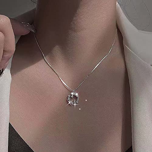 Atentuyi Cz Fiore Collana Ciondolo Catena D'argento Cz Foglia Collana Girocollo Fiore Cz Cerchio Collana Ciondolo Dainty Strass Collana Zirconia Cubica Gioielli Per Donne E Ragazze