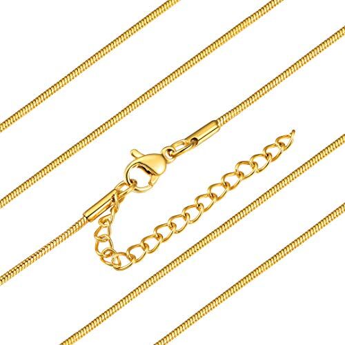 ChainsHouse Collana Serpente Sottile Maglie Rotonde con Gancio a Clip in Acciaio Inossidabile Larghezza 1mm 2 mm Varie Dimensioni e Lunghezze Collana da Uomo Donna Unisex Stile Hip Hop