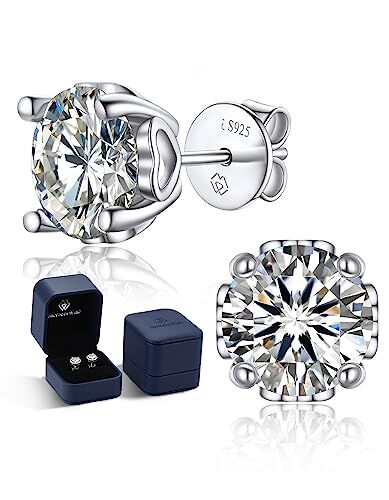 MomentWish Moissanite Orecchini Da Donna, 4 Carati/8mm Diamante Simulati Orecchini Argento 925 Sterlina Uomo Orecchino Brillanti Anallergici