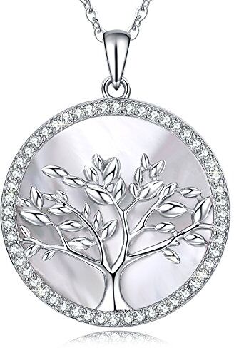 Creative Collana da Donna Albero Della Vita Ciondolo Gioielli in Argento 925 con Cristalli Idee Regalo Donna Originale per Lei Mamma Moglie Fidanzata Compleanno Anniversario