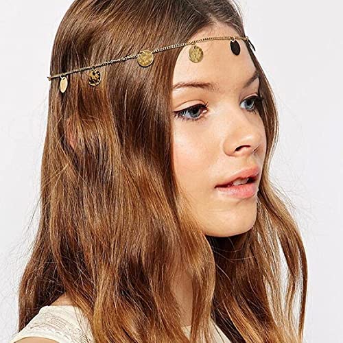 Fashband Boho Fascia Copricapo da sposa Copricapo Ispirato Vintage Fantasia Corona Tiara Moda Accessori per capelli Festival Gioielli per donne e ragazze (oro)