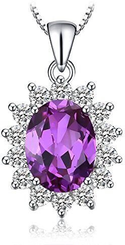 JewelryPalace 3.2ct Collana Donna Kate Middleton Argento 925 con Creato Alessandrite Viola, Princess Diana William Collana Ciondolo Pietra Ovale con Catena 45cm, Collane Pendenti Set Gioielli Donna