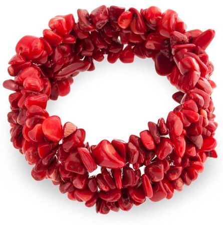 Bling Jewelry Moda Rosso Tinto Corallo Cluster Pietra Chip Dichiarazione Ampia Bracciale Elastico per Le Donne