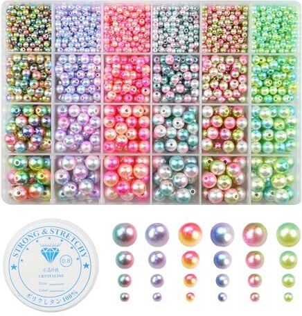 YapitHome 1890 perline da infilare, Magic Pearls per collane, bracciali, creazione di gioielli, fai da te (4-10 mm)