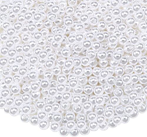 TOAOB THE ONE AND ONLY BABY TOAOB 1200 pezzi Perle Bianche Rotonde 4 mm Plastica Perline con Foro per Creazione Gioielli Fai Da Te Bracciali Collane Artigianato Bigiotteria Decorazione