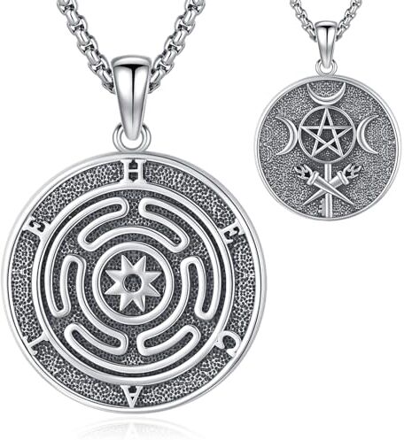 Eusense Dea Ecate Collana Tripla Luna Dea Ciondolo Catena Argento 925 Ecate Gioielli Amuleto Wiccan Gioielli Pagani per Donne Uomini