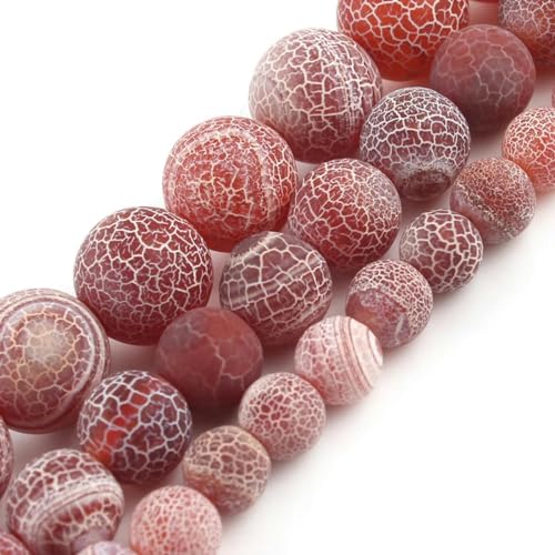 ZEYRU Perline di pietra naturale opaca smalto opaco rosa diaspro zebrato agate giade perline minerali per creazione di gioielli braccialetto fai da te 15''-agata rossa smerigliata-6mm 61 pezzi perline