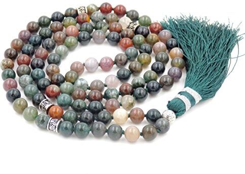 Generic 108 Mala Tibetano Collana per Donne Uomo, Mala Bracciale Buddista, Meditazione Mala, Indian Agate Yoga Mala