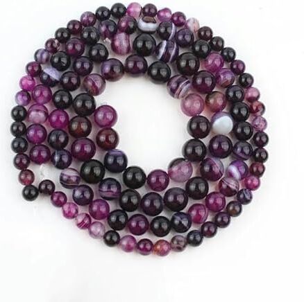 VIOLK Perline di pietra di agata rossa naturale Perline sfuse di onice corniola rotonda per la creazione di gioielli Collana di bracciali fai da te 15'' 4/6/8/10/12/14 mm-Agata a strisce viola-10 mm (circ