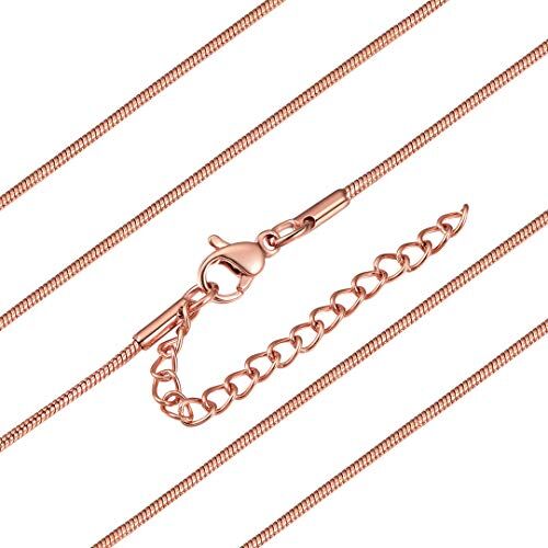 ChainsHouse Collana Serpente Sottile Maglie Rotonde con Gancio a Clip in Acciaio Inossidabile Larghezza 1mm 2 mm Varie Dimensioni e Lunghezze Collana da Uomo Donna Unisex Stile Hip Hop