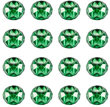 PH PandaHall PandaHall 100pcs Grande Foro Sfaccettato Vetro Europeo Perline 14x8mm Verde Scuro Rondelle Distanziale Perline Allentate Fit Europeo Snake Catena Charm Bracciali