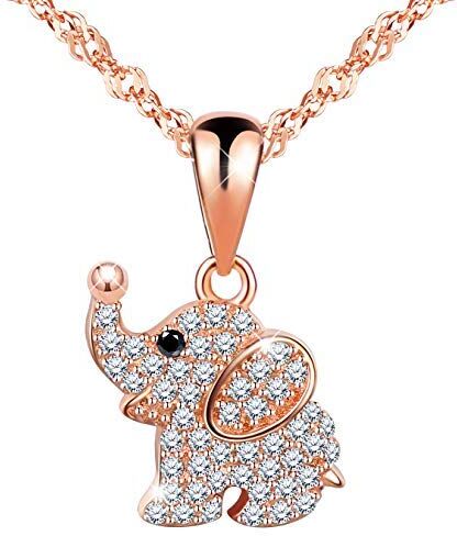 Unendlich U Collana da donna, collana in argento 925, ciondolo a forma di animale con zirconi, colore: oro rosa