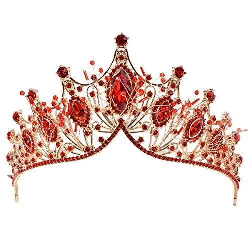 MOONIGHT Corona da sposa per sposa con strass principessa diadema per donna promenade regina corona da concorso, corona nuziale (0980rosso)