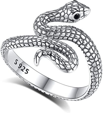 AEONSLOVE Anelli Donna Regolabile Argento 925, Anello Aperto Serpente Vichingo, Idea Regalo per Mamma Ragazze