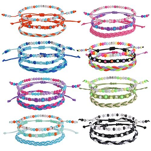 Yolev 24 Pezzi Braccialetto di Corda Multicolore Stringa Braccialetti dell'Amicizia Boho Impermeabili Bracciale Portafortuna Corda da Spiaggia Set Bracciali Gioielli Fatti a Mano Donna Amicizia Ragazza