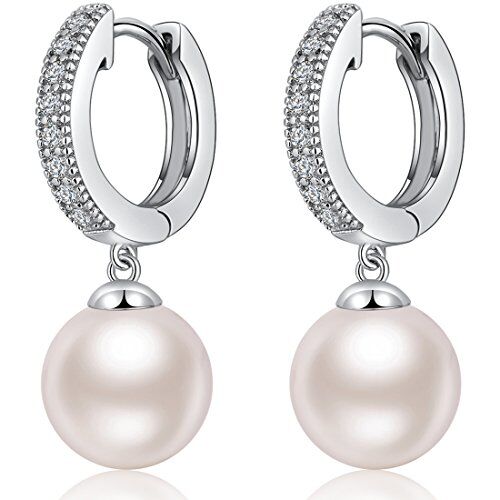 Miaofu Orecchini Perle Donna Perle Orecchini Oro Bianco Diamante Perle Orecchini  Orecchini Con Perle,Orecchini Cerchio Perle Anallergici Orecchini Perle Pendenti,Argento Perle Goccia Orecchini Donna