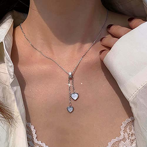 Atentuyi Opale Cuore Collana Ciondolo Argento Collana Doppio Cuore Pietra Di Luna Cuore Girocollo Cuore Y Lariat Collana Opale Y Goccia Cz Cerchio Collana Gioielli Per Donne E Le Ragazze Adolescenti