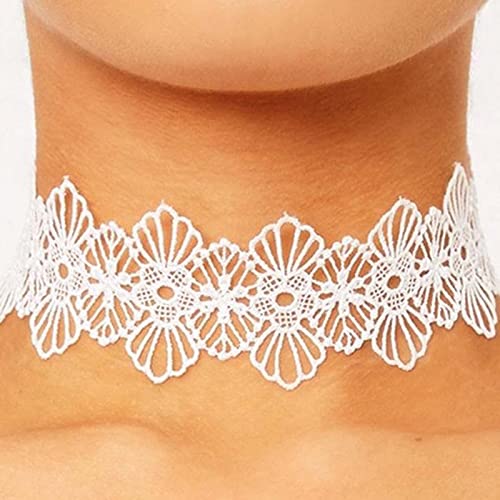 Wendalern Collane Di Pizzo Bianco Collane Di Pizzo Boho Fiore Collana Di Pizzo Cava Collana Di Pizzo Ampia Pianura Collana Di Pizzo Vintage Breve Catena Neckalce Gioielli Per Le Donne E Le Ragazze