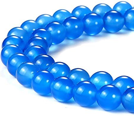 HAAMIIQII 45 Pezzi 8mm Naturale Blu Agata Perline Rotonde Pietra Preziosa Sciolto Perline per Gioielli che fanno DIY Bracciale Collana