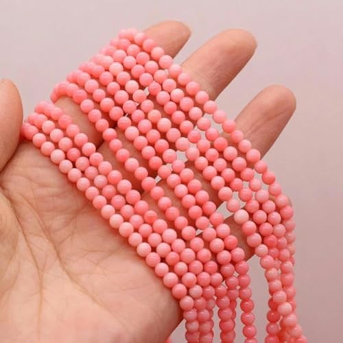 VIOLK Nuovo stile perlina di corallo naturale perlina di isolamento rotonda per creazione di gioielli collana fai da te bracciale orecchini accessori fatti a mano 4 MM-Rosa-4mm