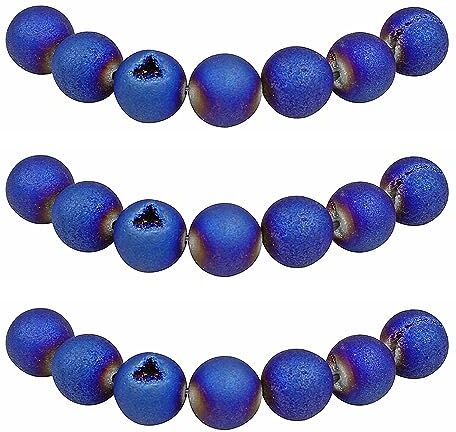 MJDCB 60 pezzi 6mm Agata Geode Blu Sciolto Perline in Pietra Semipreziose Naturale per Creazione Braccialetti Collane e Gioielli Pietre Dure per Bigiotteria Fai Da Te Rotonde