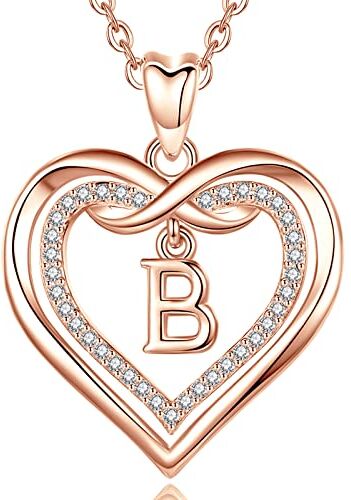 AEONSLOVE Collana Iniziale B Donna Ciondolo Nome Personalizzabile Collana Lettera Oro Rosa Gioielli Regalo Natale Fidanzata Amica Mamma Figlia